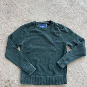 American Eagle Outfitters Men's Dark Green Crewneck Sweater